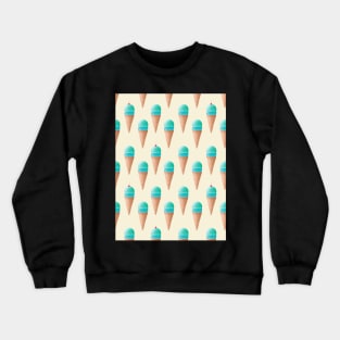 Blue Ice Cream Pattern - Cream Crewneck Sweatshirt